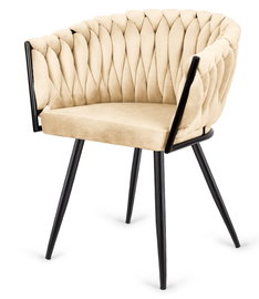 Krzeso plecione Lugano fotel TRECCIA BEIGE VELVET SMOKE